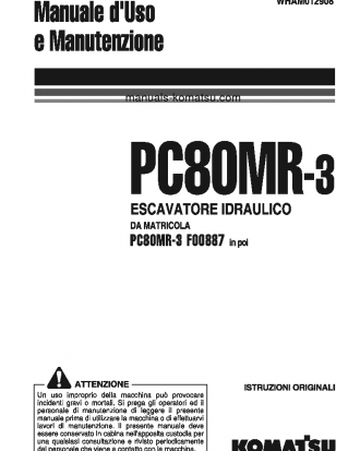 PC80MR-3(ITA) S/N F00887-UP Operation manual (Italian)