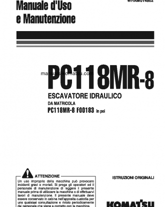 PC118MR-8(ITA) S/N F00183-UP Operation manual (Italian)
