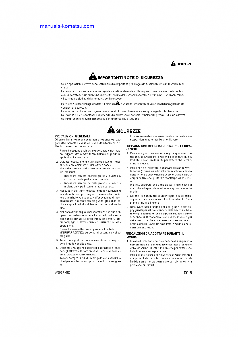 Protected: WB93R-5(ITA)-TIER 3 S/N F60003-UP Shop (repair) manual (Italian)