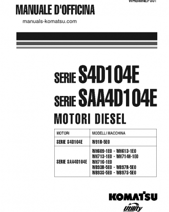 SAA4D104E-2(ITA)-ENGINE S/N 496475-UP Shop (repair) manual (Italian)