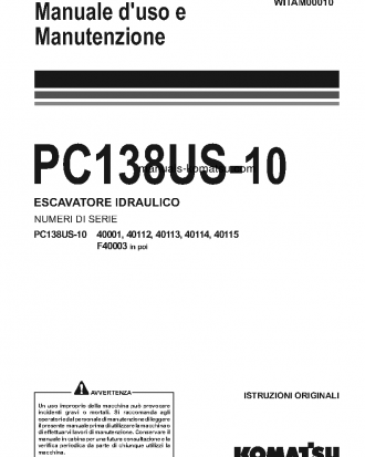 PC138US-10(ITA) S/N F40003-UP Operation manual (Italian)