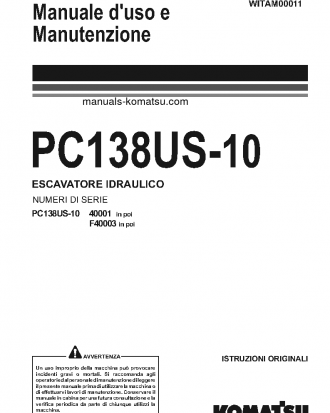 PC138US-10(ITA) S/N 40001-UP Operation manual (Italian)