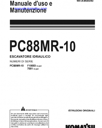 PC88MR-10(ITA) S/N F10003-UP Operation manual (Italian)