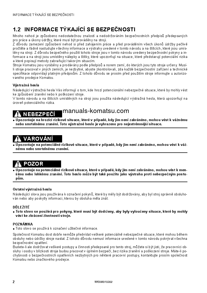 Sk714 5 Ita S N F05326 Up Operation Manual Czech Manuals Komatsu Com Shop Repair Operation Partsbooks