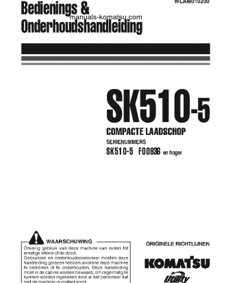 SK510-5(ITA) S/N F00936-UP Operation manual (Dutch)