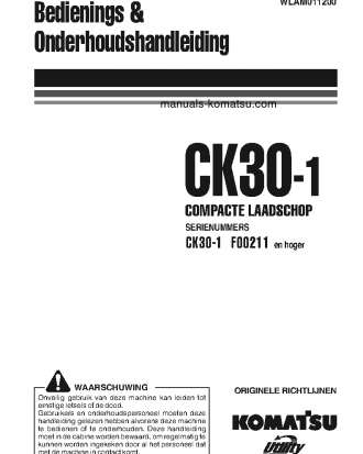 CK30-1(ITA) S/N F00211-UP Operation manual (Dutch)
