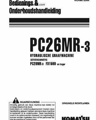 PC26MR-3(ITA) S/N F31560-UP Operation manual (Dutch)