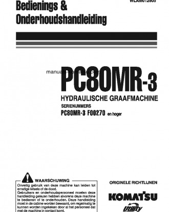 PC80MR-3(ITA) S/N F00270-UP Operation manual (Dutch)