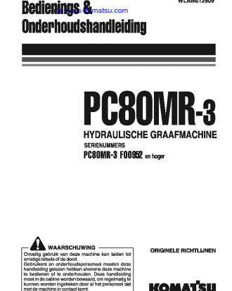 PC80MR-3(ITA) S/N F00952-UP Operation manual (Dutch)