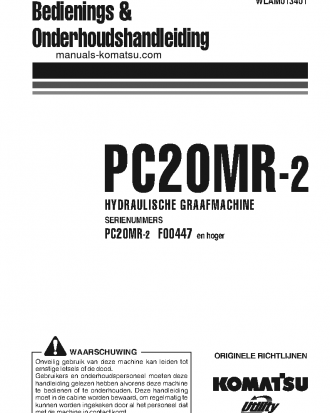 PC20MR-2(ITA) S/N F00447-UP Operation manual (Dutch)