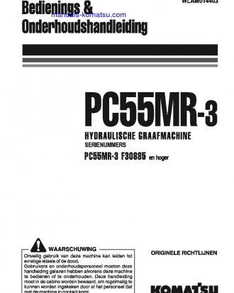 PC55MR-3(ITA) S/N F30885-UP Operation manual (Dutch)