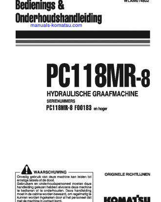 PC118MR-8(ITA) S/N F00183-UP Operation manual (Dutch)