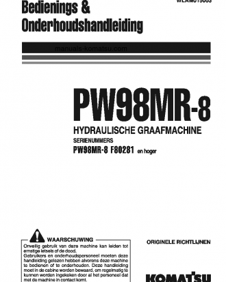 PW98MR-8(ITA) S/N F80281-UP Operation manual (Dutch)