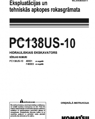 PC138US-10(ITA) S/N 40001-UP Operation manual (Latvian)