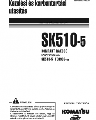 SK510-5(ITA) S/N F00936-UP Operation manual (Hungarian)