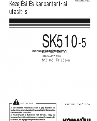 SK510-5(ITA) S/N F01050-UP Operation manual (Hungarian)