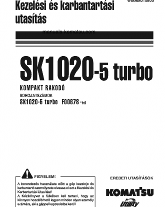 SK1020-5(ITA)-TURBO S/N F00678-UP Operation manual (Hungarian)