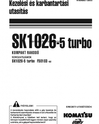 SK1026-5(ITA)-TURBO S/N F50103-UP Operation manual (Hungarian)