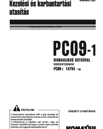 PC09-1(ITA) S/N 14754-UP Operation manual (Hungarian)