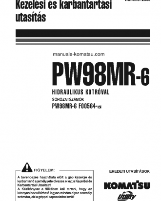 PW98MR-6(ITA) S/N F00564-UP Operation manual (Hungarian)