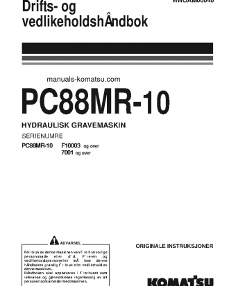 PC88MR-10(ITA) S/N F10003-UP Operation manual (Norwegian)