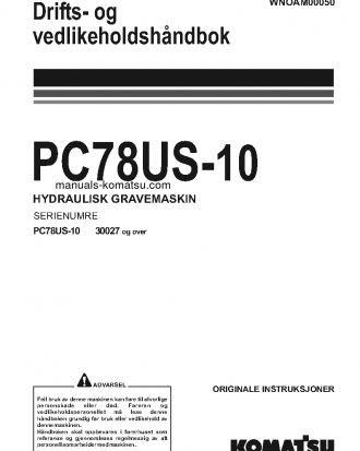 PC78US-10(JPN) S/N 30027-UP Operation manual (Norwegian)