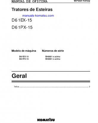 D61PX-15(JPN) S/N B40001-UP Shop (repair) manual (Portuguese)
