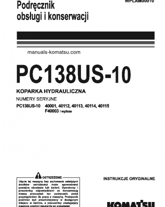 PC138US-10(ITA) S/N F40003-UP Operation manual (Polish)