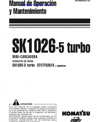 SK1026-5(ITA) S/N 37CTF50019-37CTF50072 Operation manual (Spanish)