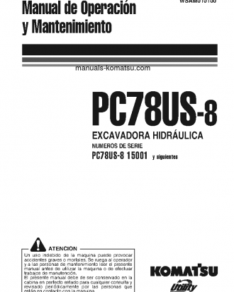 PC78US-8(JPN)-FOR EU S/N 15001-UP Operation manual (Spanish)