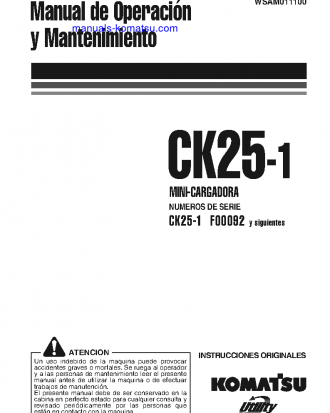 CK25-1(ITA) S/N F00092-UP Operation manual (Spanish)