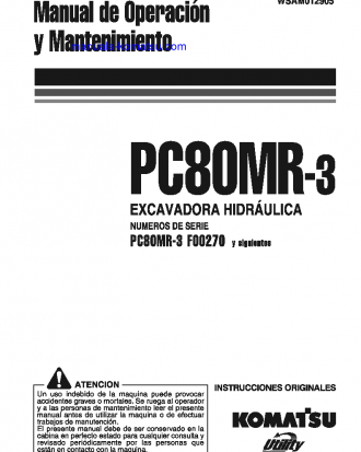 PC80MR-3(ITA) S/N F00270-UP Operation manual (Spanish)