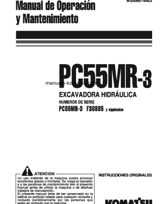 PC55MR-3(ITA) S/N F30885-UP Operation manual (Spanish)