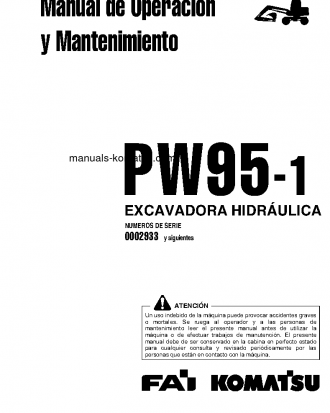 PW95-1(ITA) S/N 2933-UP Operation manual (Spanish)