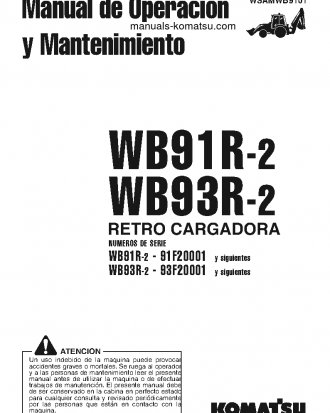 WB91R-2(ITA) S/N 91F20001-UP Operation manual (Spanish)