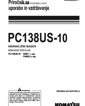 PC138US-10(ITA) S/N 40001-UP Operation manual (Slovene)