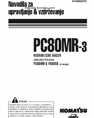 PC80MR-3(ITA) S/N F00003-UP Operation manual (Slovene)