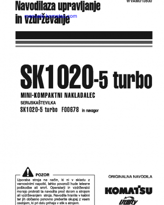 SK1020-5(ITA)-TURBO S/N F00678-UP Operation manual (Slovene)