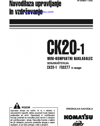 CK20-1(ITA) S/N F00277-UP Operation manual (Slovene)