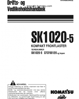 SK1020-5(ITA) S/N 37CF00126-37CF00137 Operation manual (Norwegian)