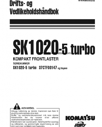 SK1020-5(ITA)-TURBO S/N 37CTF00147-37CTF00363 Operation manual (Norwegian)