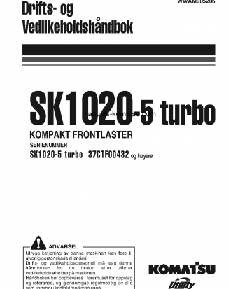 SK1020-5(ITA)-TURBO S/N 37CTF00432-37CTF00654 Operation manual (Norwegian)