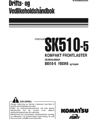 SK510-5(ITA) S/N F00345-UP Operation manual (Norwegian)