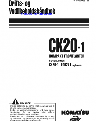 CK20-1(ITA) S/N F00271-UP Operation manual (Norwegian)