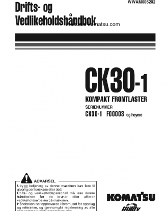 CK30-1(ITA) S/N F00003-F00187 Operation manual (Norwegian)