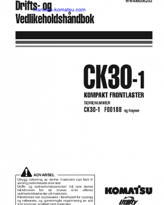 CK30-1(ITA) S/N F00188-F00197 Operation manual (Norwegian)