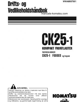 CK25-1(ITA) S/N F00003-F00070 Operation manual (Norwegian)