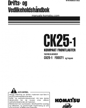 CK25-1(ITA) S/N F00071-UP Operation manual (Norwegian)