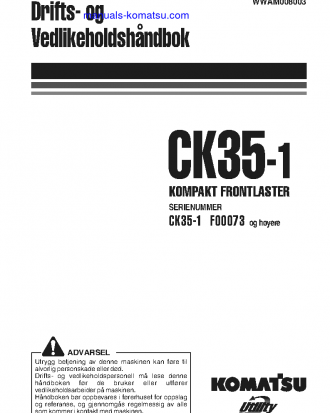 CK35-1(ITA) S/N F00073-UP Operation manual (Norwegian)