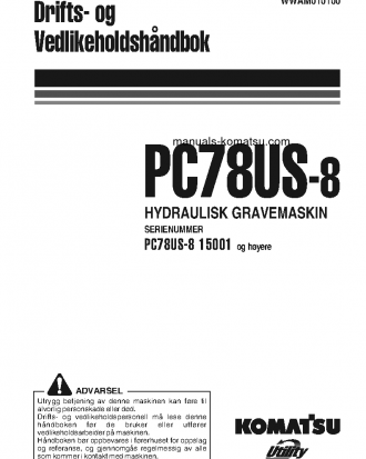 PC78US-8(JPN)-FOR EU S/N 15001-UP Operation manual (Norwegian)